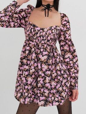 For Love & Lemons Kate Cottagecore Long Sleeve Mini Dress